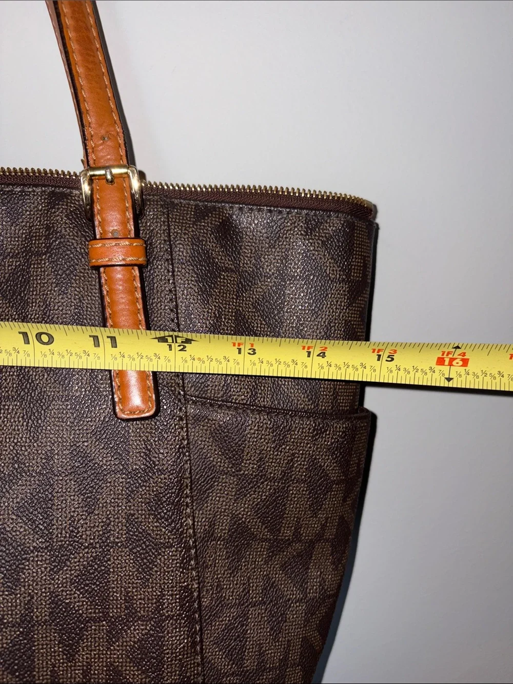 Michael Kors Brown Logo Tote with Tan Leather Trim